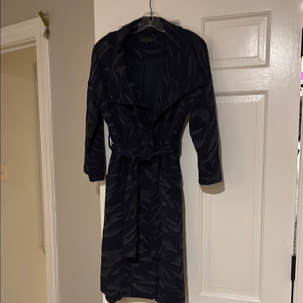 Hilton Hollis Navy And Gray Cotton Trench Coat. Small.